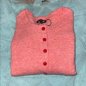 Fashion Nova Coral Button-Front Knit Cropped Cardigan